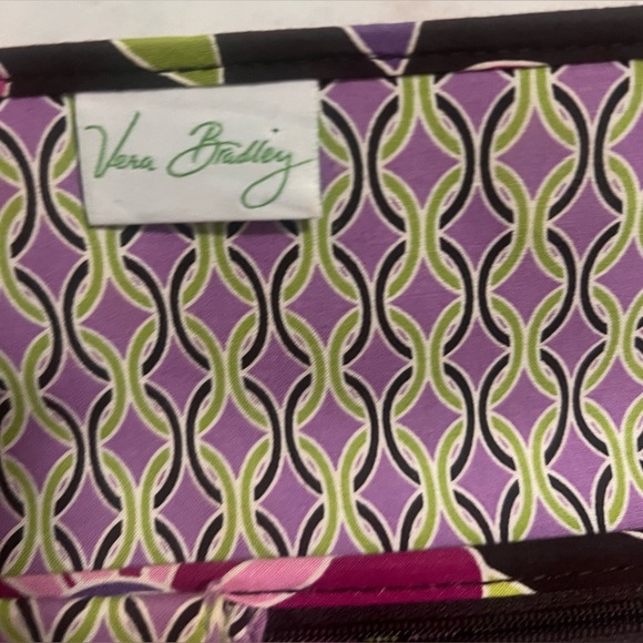 Vera Bradley Retired Purple Punch Tri-Fold Crossbody Wallet 2009 Pattern - Picture 3 of 7